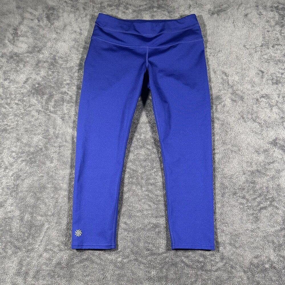 Athleta XS Sonar Run Leggings Amethyst Royal Blue Zip Pocket Compression